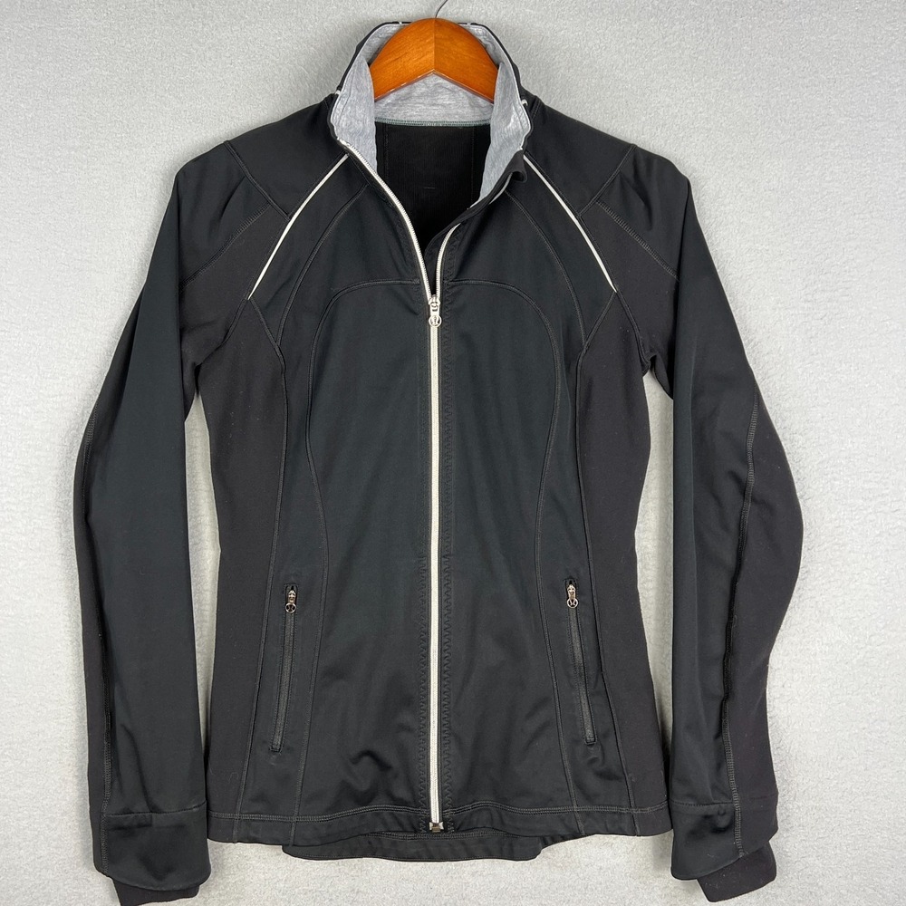 Lululemon Full Zip Jacket Womans 6 Running Jogging Vented Stay On Course Stretch